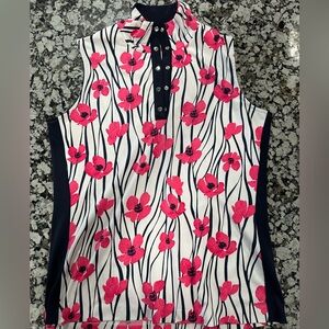 TAIL womens size medium sleeveless golf top. Navy/white/pink